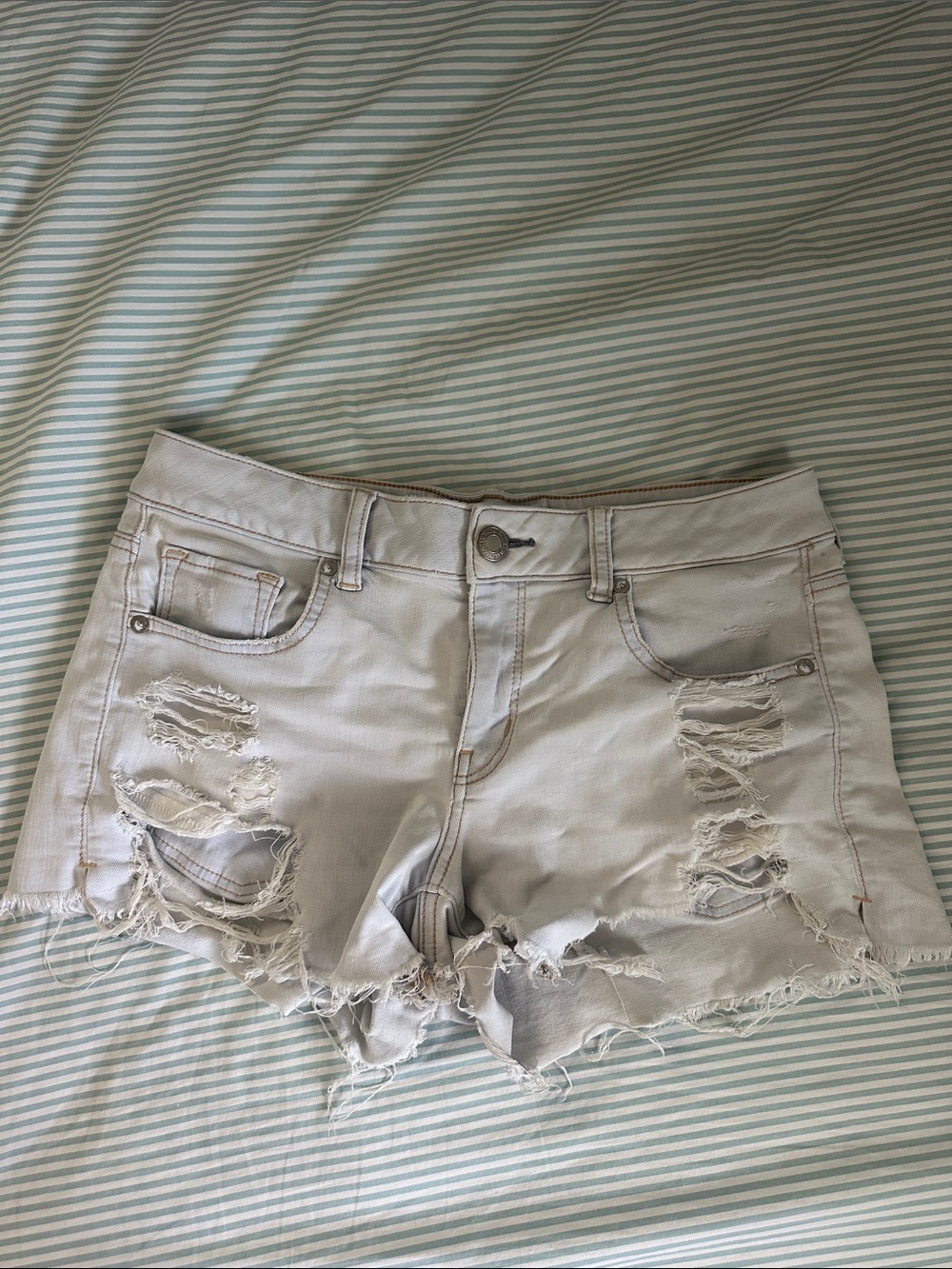 American Eagle Distressed Mid-Rise Denim Shorts